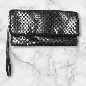 Christopher& banks Black Mesh Clutch with Wristlet
